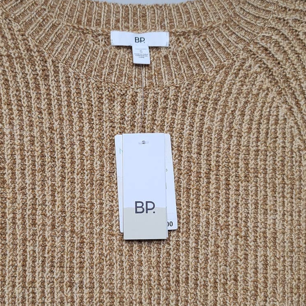 Nordstrom BP Tan Boulder Ribbed Crew Neck Pullover Sweater NWT XXS - Picture 3 of 5